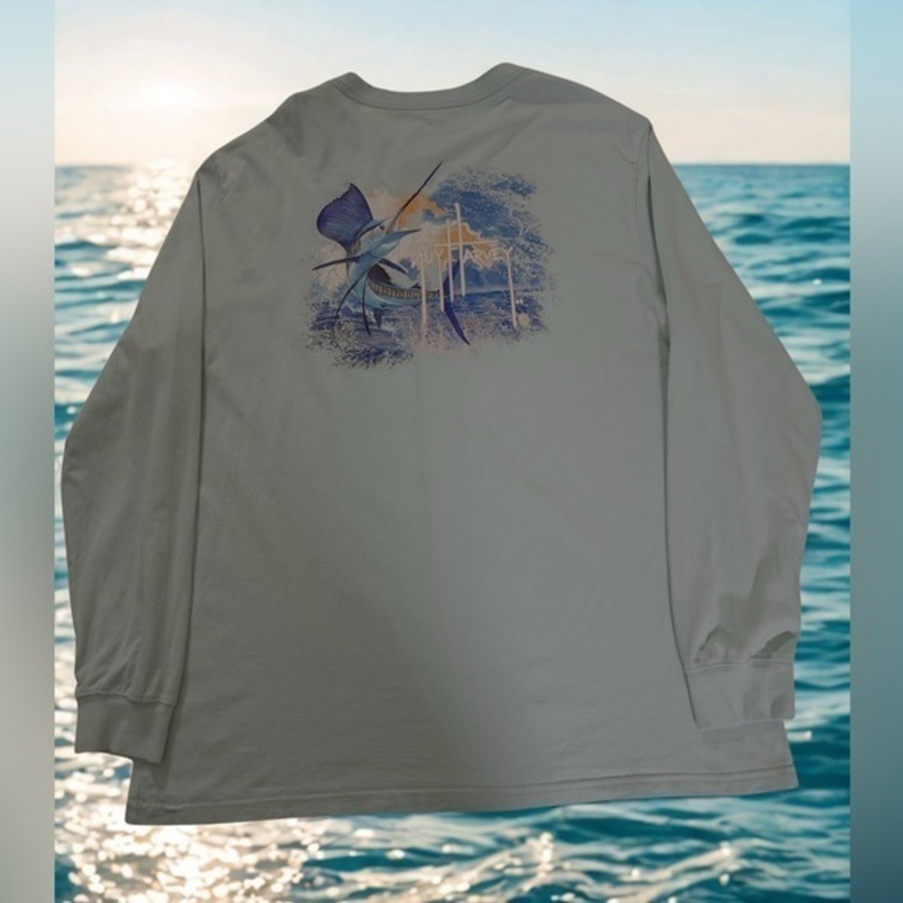 Guy Harvey Front/Back Graphic Fishing Long Sleeve Shirt
